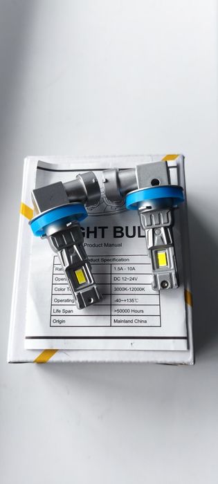 Комплект из 2 шт Led ламп цоколь   H8/Н9/H11/H16