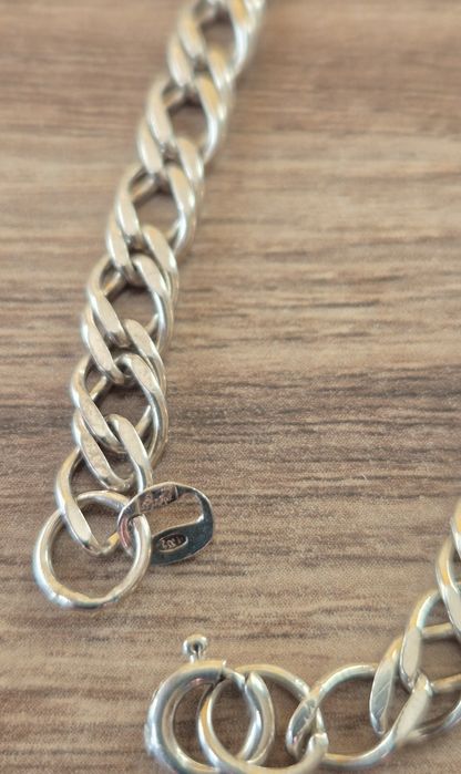 Srebrny gruby łańcuszek pancerka długość 50cm