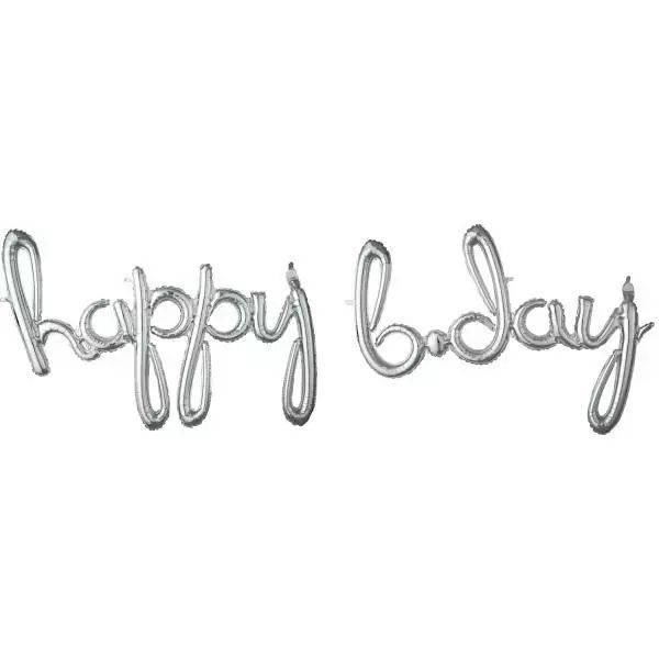 Balon Foliowy Happy Bday Srebrny. Nowy Produkt