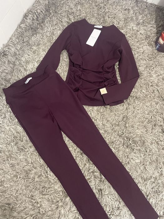 Komplet leginsy bkuzka bordo marszczenia