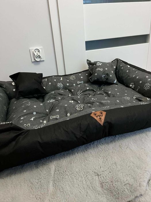 Legowisko dla psa M 100x75 szare wodoodporne – dwie poduszki gratis