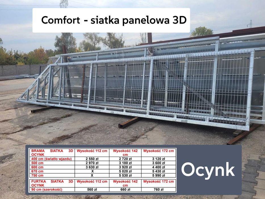 Brama przesuwna z wypełnieniem z siatki panelowej 3D 4m PRODUCENT