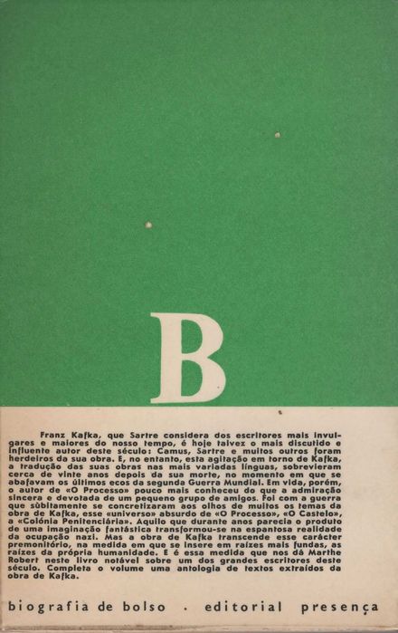 "Franz Kafka" - Marthe Robert [Col. biografia de bolso]
