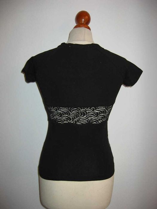 Pianura studio's team koszulka czarna koronka kwiaty rozmiar S