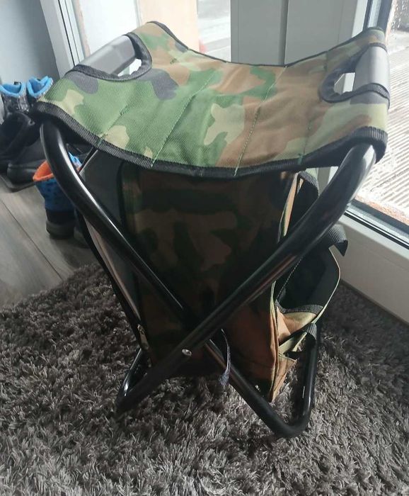 Krzesło wędkarskie składane moro lekkie turystyczne