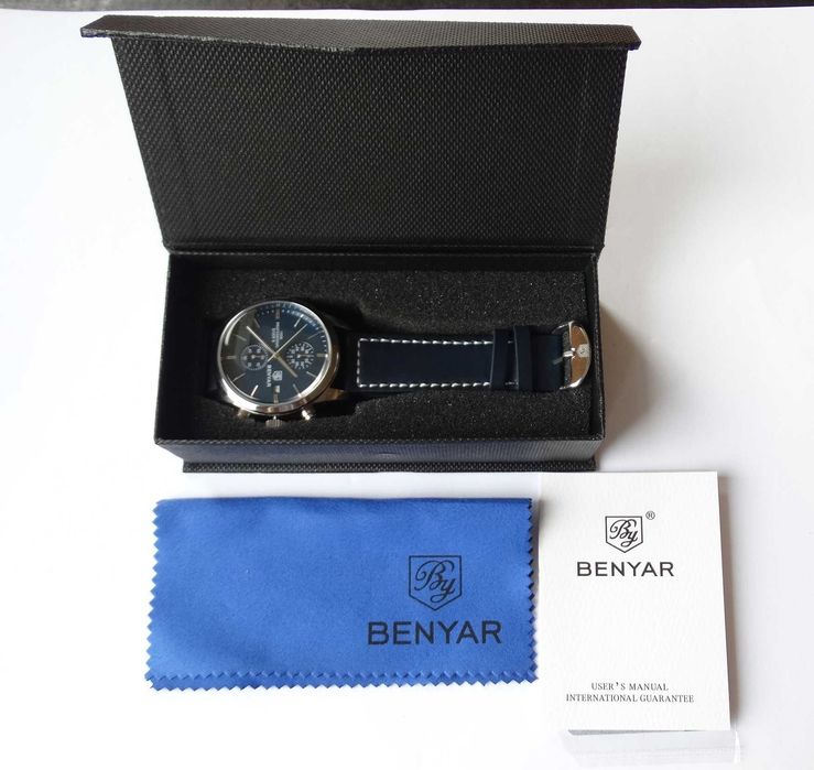 Zegarek Benyar 42mm granatowa tarcza pasek chronograf wodoszczelny