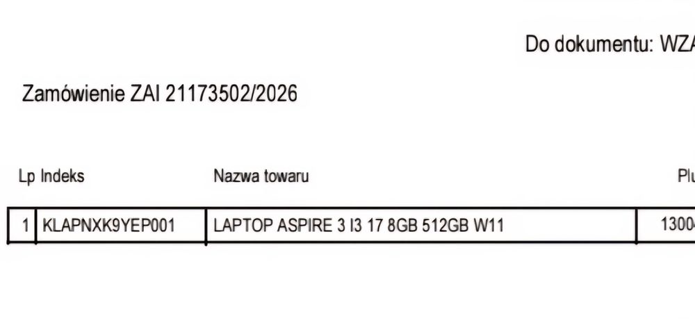 Jak nowy Laptop Acer Aspire 3 17cali gwar21m i3 512GB SSD Win11 / Bytom