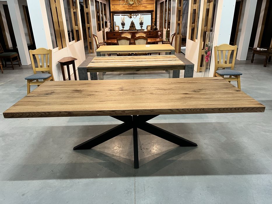 Stół loftowy industrialny z drewna dębowego 240 x 100