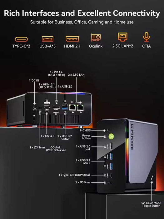 Komputer MiniPC GMKtec K12 Ryzen 7 H255 0/0 barebone