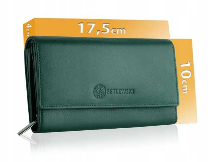 Betlewski portfel skóra naturalna zielony BPD-SS-12 - kobieta ttst56