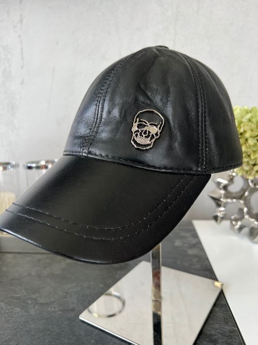 Czapka z daszkiem philipp plein skóra naturalna