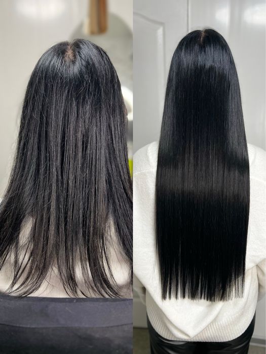 Наращивание биопротеиновых волос на капсулы