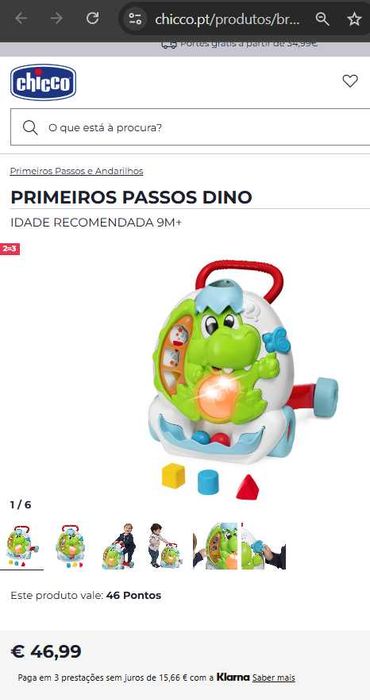 Andarilho Chicco Primeiros Passos Dino (NOVO)