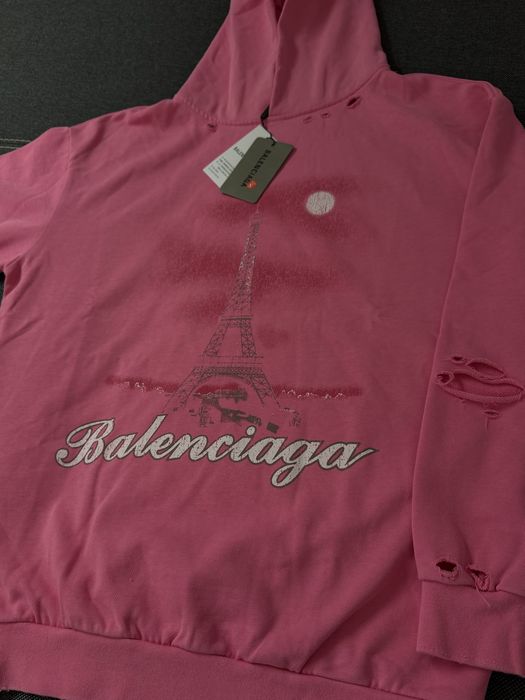 Bluza Balenciaga Paris Moon Hoodie pink