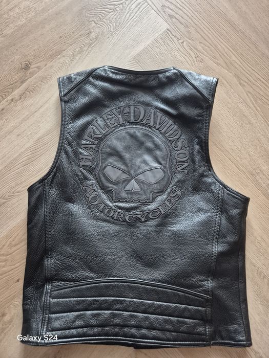 Harley Davidson oryginal  Skull Skórzana Kamizelka roz.M
