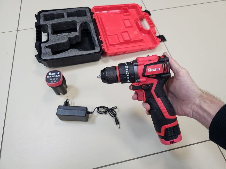 Ударный 16.8V 50Hm Бесщеточный Шуруповерт Razor BL1650 2шт Акб по 16.8V Кейс Гарантия 12мес Мощный и оч.Компактный