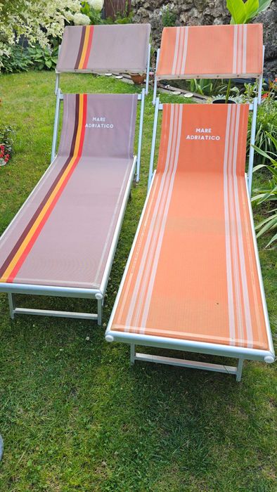 Leżak ogrodowy z daszkiem aluminiowy