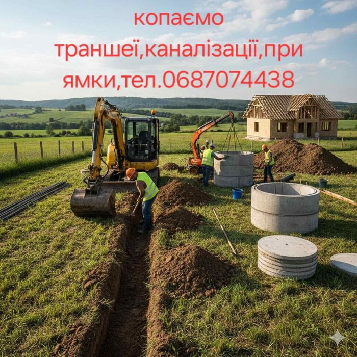 Копка скептиків, приямків, траншей, всі види земляних робіт