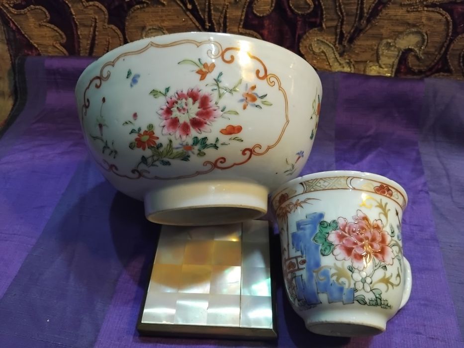 Tigela e taça  da companhia das índias séc XVIll