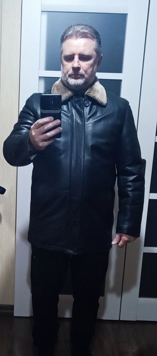 Кожаная дублёнка мужская на меху 50/XL
