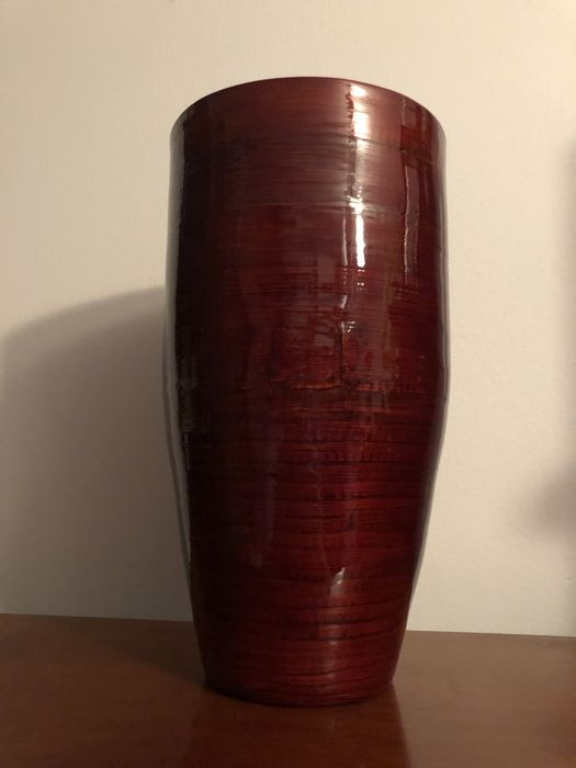 Świąteczny Decor wazon bordowy bambus lakierowany Vintage ikebana