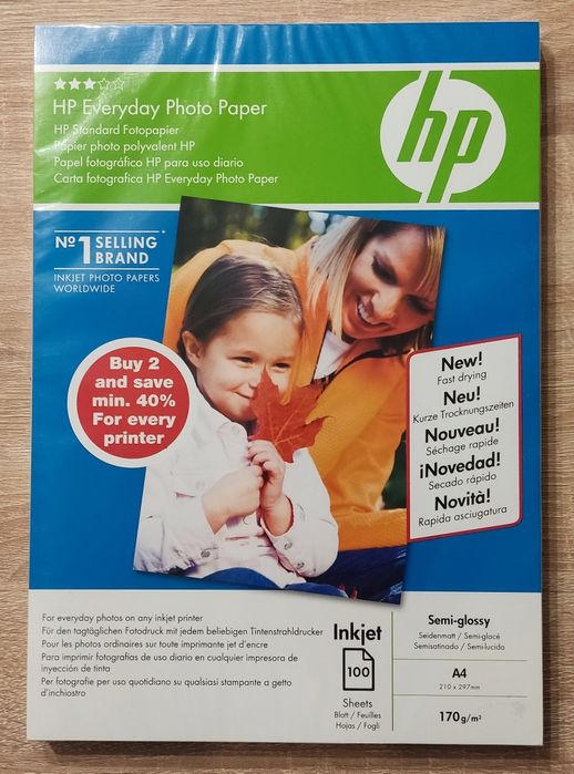 2x HP everyday photo papier semi- glossy, a4, 170g/m2
