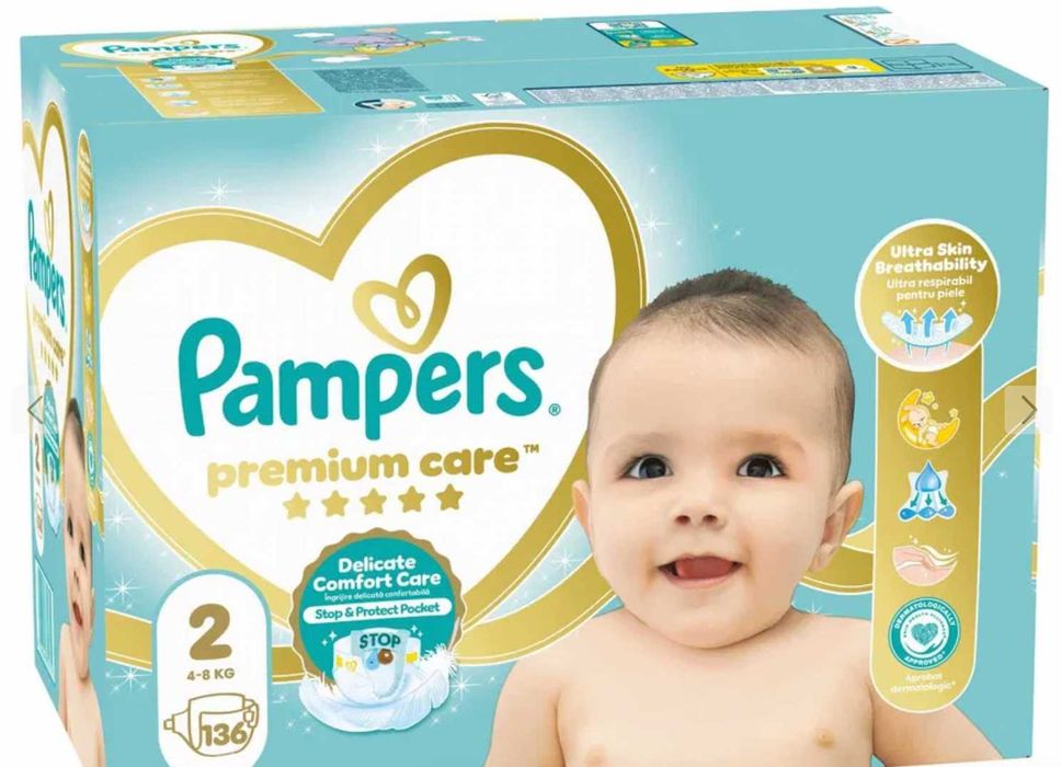 Pieluchy PAMPERS Premium Care 2 (136 szt./op) 2 opakowania