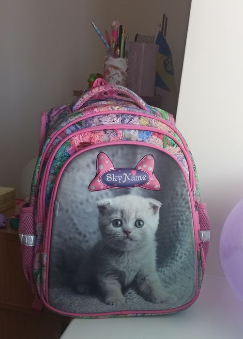 Рюкзак  з котиком для дівчинки 1-4 клас