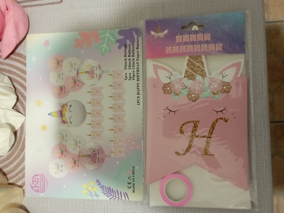 Набір на День народження Єдиноріг: повітряні кульки, декорація, посуд