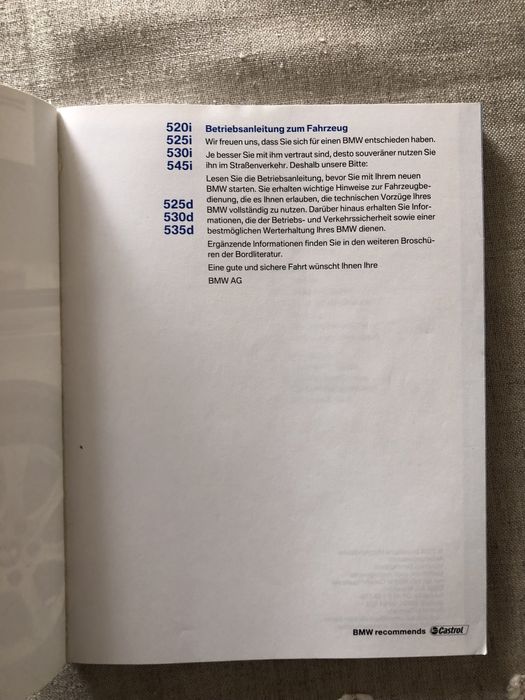 Livro de instrucções BMW E60/E61 Alemão