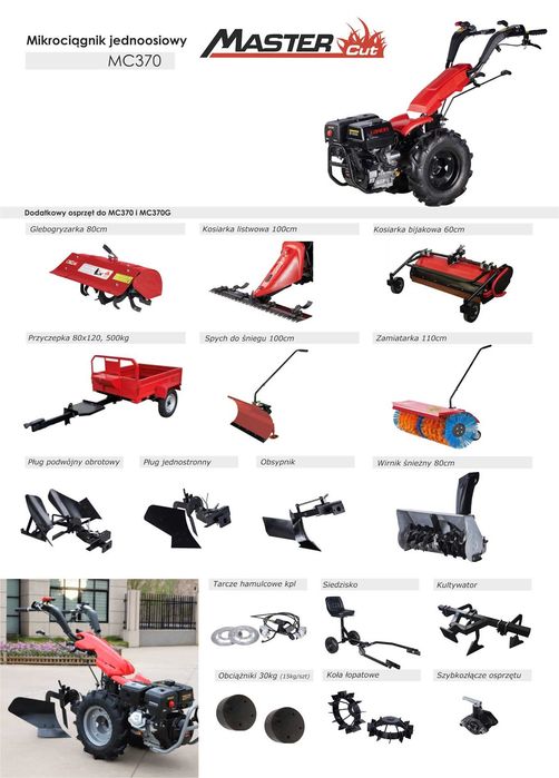 Traktor jednoosiowy MC370 z glebogryzarką 80cm Loncin G420FD
