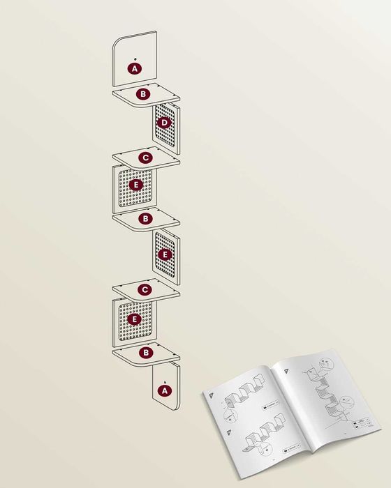 Półka narożna ścienna 5-poziomowa kształt zygzaka rattan PCV BOHO