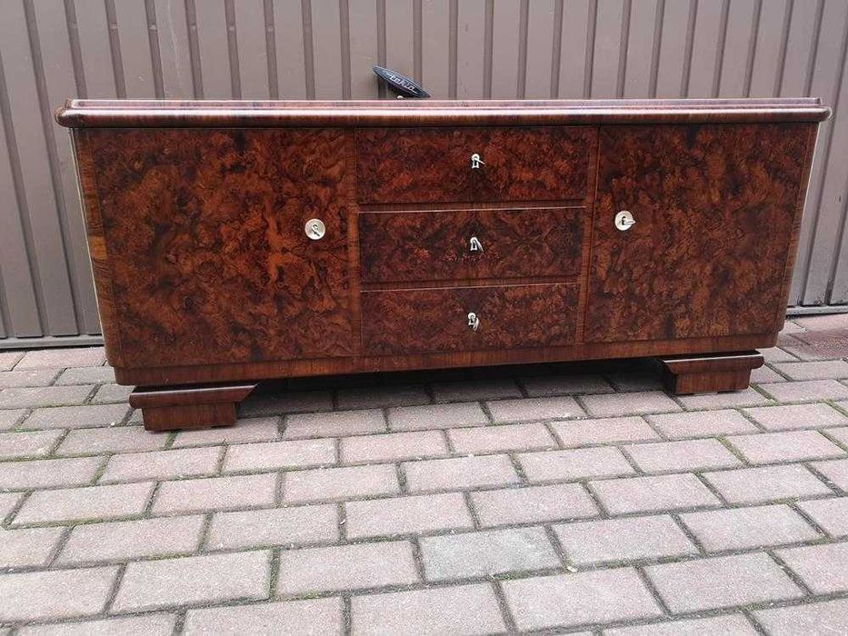 Komoda ART-DECO RTV Niska 134 Orzech Zgrabna Stara Antyk Po Renowacji.