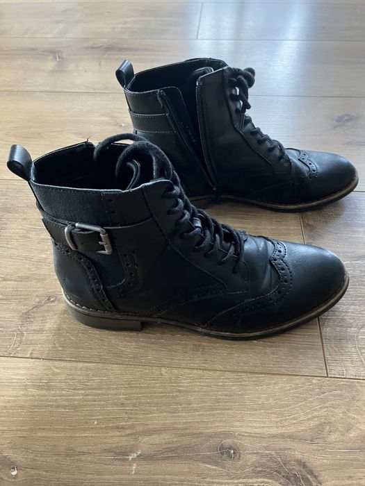 Czarne botki, skórzane