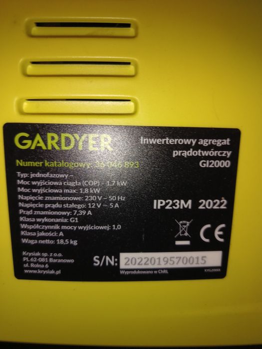 Бензиновий інверторний генератор Gardyer GI2000