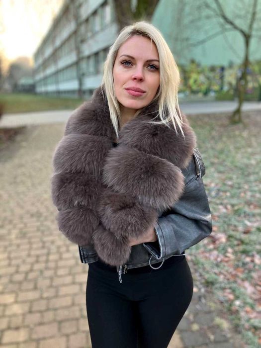 Kurtka z naturalnego futra lisa , skura