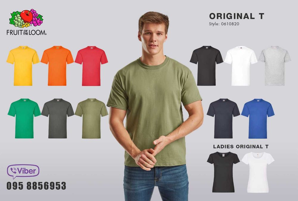 Футболка тонка чоловіча унісекс жіноча  Fruit of the Loom  Original T