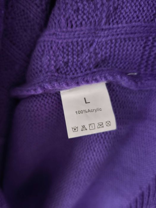 Fioletowy dłuższy sweter sukienka swetrowa rozmiar L