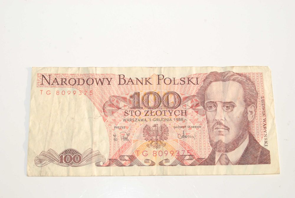 Stary banknot 100 złotych Waryński 1988 antyk