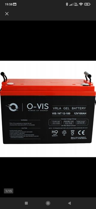 Akumulator żelowy bezobsługowy 12v 100Ah UPS  jacht kamper zasilacz
