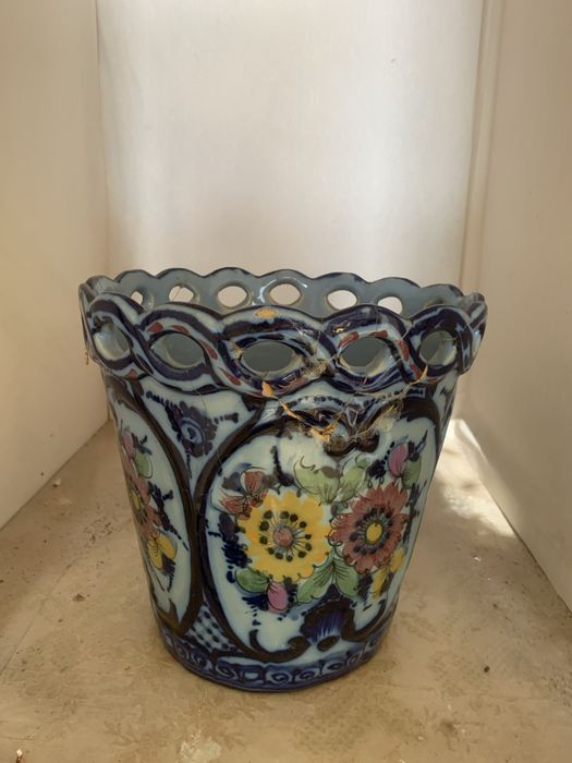 Vaso vintage pintado á mão