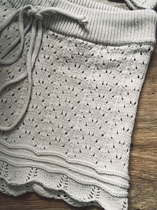 Nowy komplet  ażurowy bawełna/spodenki top bluzka cotton beżowy