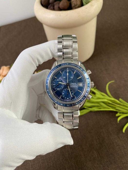 Omega Speedmaster Date 3212.80.00 chronograf 40mm niebieska tarcza