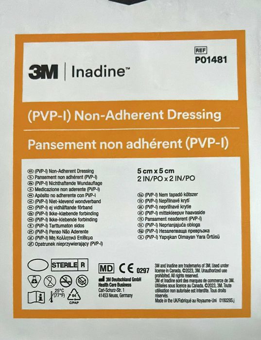 Inadine opatrunek z jodyną powidonową 5×5 cm - 10 szt