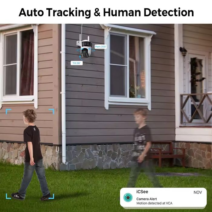 Вулична WiFi IP-камера 12 МП з 3 незалежними об'єктивами та PTZ, iCsee