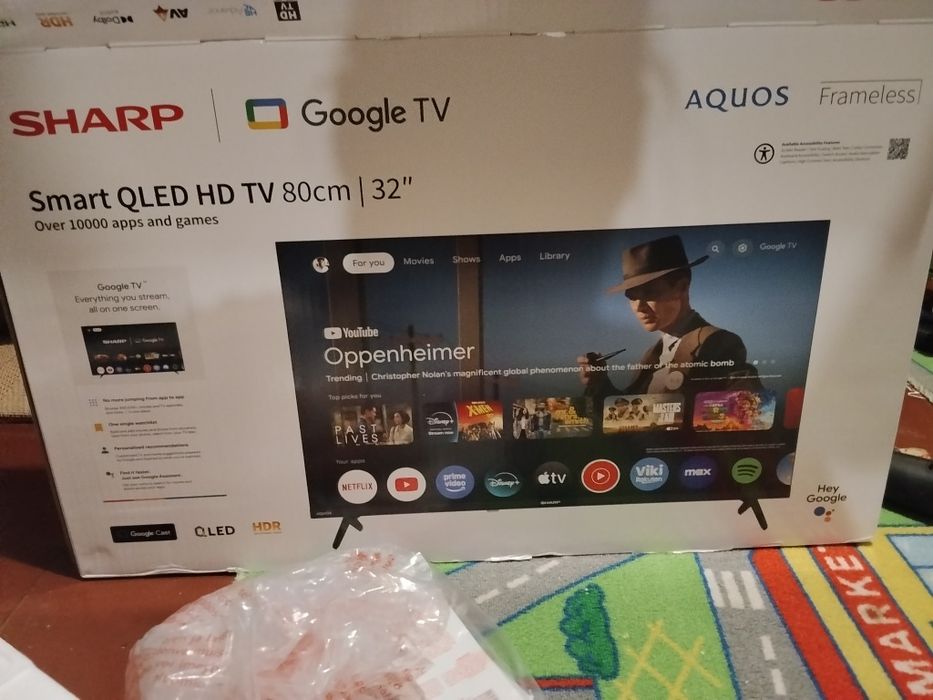 Telewizor Sharp Aquos 32 cale, jak nowy, 22 miesiące gwar.  Google Tv