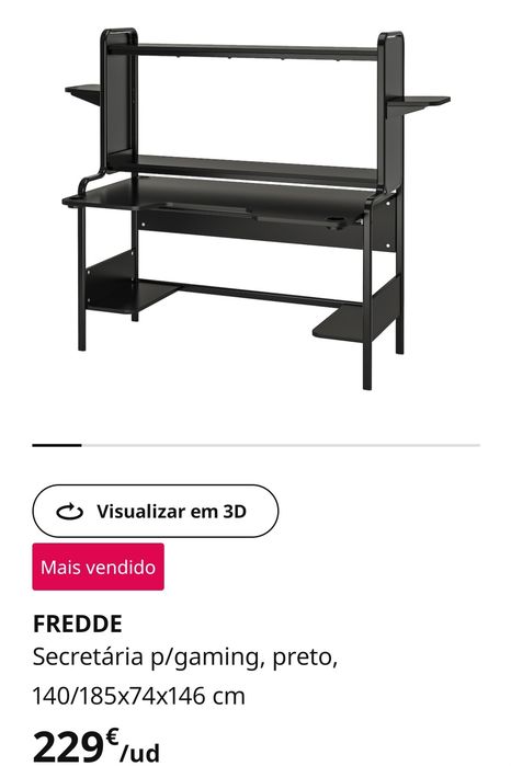 Secretária Gaming Preta - Ikea