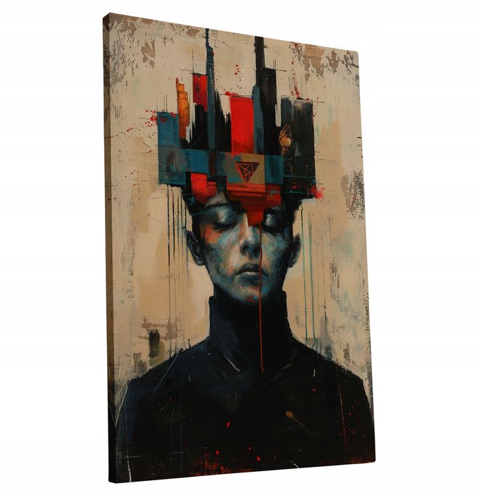 Abstrakcyjny Portret Mistyczny 70x100 cm na Płótnie - Nowoczesny Styl