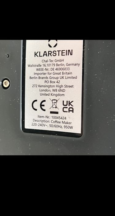 Кофемашина Klarstein  (Германия)