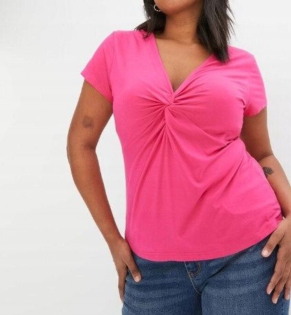 B.P.C t-shirt różowy damski ze splotem r.36/38